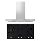 Kit Infinity Fischer: Coifa Ilha e Cooktop 5B Duo Preto