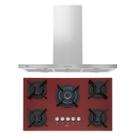 Kit Infinity Fischer: Coifa Ilha e Cooktop 5B Vermelho