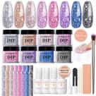 Kit inicial de pó Dip Nails AZUREBEAUTY: prata, rosa, azul Kit inicial de pó Dip Nails AZUREBEAUTY: prata, rosa, azul