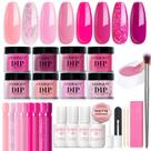 Kit inicial de pó para imersão para unhas AZUREBEAUTY com 8 glitters rosa