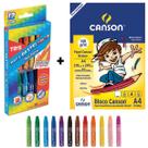 Kit Iniciante Giz Pastel Oleoso 12 + Bloco Canson Desenho