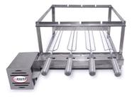 Kit Inox Giratorio Churrasqueira Gira 4 Espetos Brasa Grill