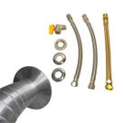 Kit instalação Aquecedor de água a gás 1/2 Mangueiras 30cm + Kit de exaustão 100mm