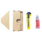 Kit Instalação para Rodapé com Estilete Corpo de Plástico e Lâmina de Aço Cola e Gabarito de 45