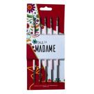 Kit Instrumentos Manicure com 5 Palitos Duplos em Aço Inox e Silicone Alta Temperatura