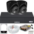 Kit Intelbras 2 câmeras 3220d mini black áudio Dvr 4ch 3104c Full Hd 1TB
