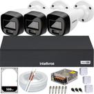 Kit Intelbras 3 Câmeras 3220 Full Color Audio Dvr 4ch 3104c Hd 500GB colorido 24hrs