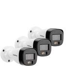 Kit Intelbras 3 Câmeras de Segurança 3220 B Multi-hd Vhd Full Color Com Microfone e Áudio 20m Branca