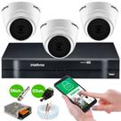 KIT Intelbras 3 Câmeras HD + DVR Intelbras 1104 + Acessórios + App Monitoramento + HD 1 Tera