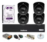 Kit Intelbras 4 Cameras de Segurança Mini 3220d C/áudio Dvr 8 Canais 3008c Hd 1tb
