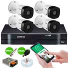 KIT Intelbras 4 Câmeras HD + DVR Intelbras 1104 + Acessórios + App de Monitoramento + HD 1 Tera