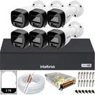Kit Intelbras 6 Câmeras Segurança VHD 3220b Microfone Audio Full Color 1080p Dvr 3108c 2TB