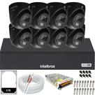 Kit Intelbras 8 câmeras 3220 D mini black áudio mic Full Hd Dvr 08 canais