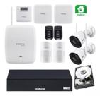 Kit intelbras wifi sf alarme amt 8000 e 2 câmeras c/ dvr 4ch
