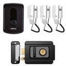 Kit Interfone Campainha Porteiro Residêncial Ipr8010 Com 3 Extensões Audio e Fechadura Fx 500