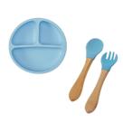 Kit Intodução Alimentar Bebê Em Silicone E Bambu Livre Bpa