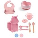 Kit Introdução Alimentar Alimentação Refeição Completa Para Bebê Crianças Infantil Prato Copo Talher Babador 10 Pçs