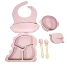 Kit Introdução Alimentar Bebê 6 Peças Rosa Dino - HK Baby