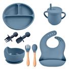 Kit Introdução Alimentar Bebe 8 Peças Silicone Iniciação Para Alimentos (cinza)