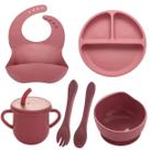 Kit Introdução Alimentar Bebê Silicone 8Pç Prato Copo Tigela
