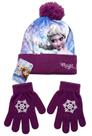 Kit Inverno Infantil Criança Frozen Estampa Personagem Boneca Menina Princesa Elsa Roxo Disney Touca e Luvas