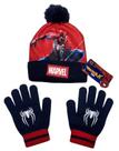 Kit Inverno Infantil Criança Spiderman Boneco Menino Herói Homem Aranha Spider Man Azul E Vermelho Marvel Toucaro e Luvas