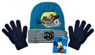 Kit Inverno Infantil Mickey Mouse Corrida De Carro Carrinho Verde Disney Touca / Gorro e Luvas
