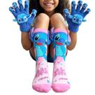 Kit Inverno Menina 6 a 12 Anos: Meia 3D Divertida + Luva Térmica Stitch Cores Sortidas Conforto e Estilo