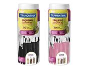 Kit Ipanema Preto/Rosa Tramontina Lâminas Aço Inox 60 Pçs