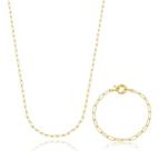 Kit Isabela - Colar 45 cm + Pulseira Corrente Elos banhado em ouro 18k