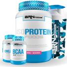 Kit IsoProtein Foods 900g + Creatine Foods 100% 300g + BCAA 100g Tangerina+ Coqueteleira BRNFOODS