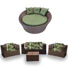 Kit Jardim de Inverno - Chaise Orbit Verde Bandeira+ Jogo Quadrado com Poltrona Sofá e Mesa Centro para Área Externa
