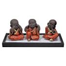 Kit Jardim Zen Buda Não Vejo/Escuto/Falo Com Madeira Preta