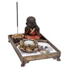 Kit Jardim Zen Retangular E Buda Monge Não Falo/Vejo/Escuto