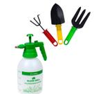 Kit Jardinagem Horta Pulverizador + Pá + Rastelo + Tridente Kit 4 peças