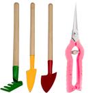 Kit Jardinagem Mini Jardim Tesoura Poda Ancinho Pazinha