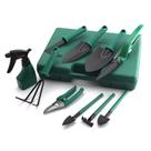 Kit jardinagem pro 10 peças metal maleta tesoura ancinho rastelo Verde