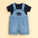 Kit Jardineira Jeans e Body Curto para Bebês Meninos