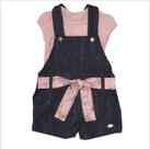 Kit Jardineira Moletinho Body Curto Bebê Menina Katita 26102