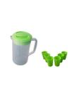 Kit jarra 1,6 l com tampa + 6 copos 350ml verde Kit jarra 1,6 l com tampa + 6 copos 350ml verde