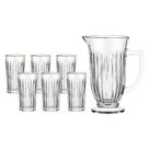 Kit Jarra 6 Copos de Vidro Com Borda Dourada LilaHauskraft