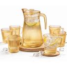 Kit Jarra Âmbar Dourada 1.6L + Copos Taça com Alça 200ml