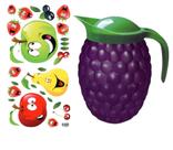 Kit Jarra Com Alça Para Suco 1,5L Uva + Cartela Adesivo Decorativo Frutas
