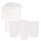 Kit Jarra Com Tampa Alça 2L C/ 4 Copos Plástico Suco Água