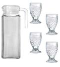 Kit Jarra E Taças Barroco Vidro Wheaton 1200ml