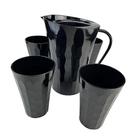 Kit Jarra Prisma Policarbonato 2L Preta + 4 Copos 500 ml Preto