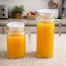 Kit Jarro de Vidro Jarra para Suco água 1L e 500ml Casa Jarra para Cozinha Vidro Com Tampa