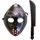 Kit Jason Halloween Máscara e Facão Preto