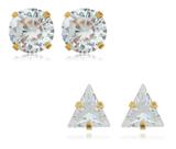 Kit Joana - 2 Brincos Pontos de Luz Círculo + Triângulo Banhado em Ouro 18k Kit Joana - 2 Brincos Pontos de Luz Círculo + Triângulo Banhado em Ouro 18k