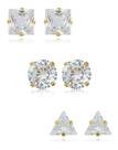 Kit Joana - 3 Pontos De Luz Círculo Triângulo Quadrado Banhado em Ouro 18k